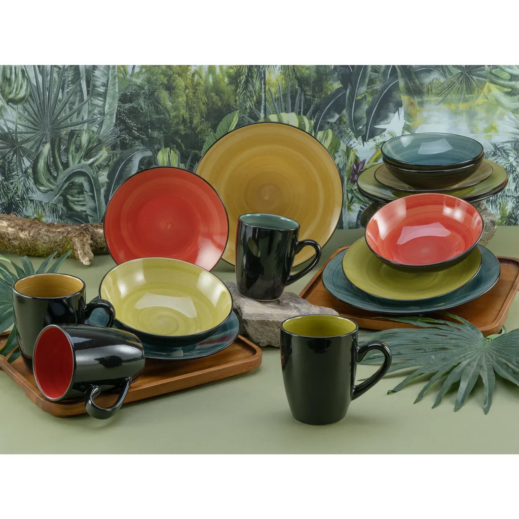 Creatable Porzellanhaus CreaTable 20210 Kombiservice Samoa Für 4 Personen, Steinzeug, Mehrfarbig (1 Set, 16-teilig) – Bild 3