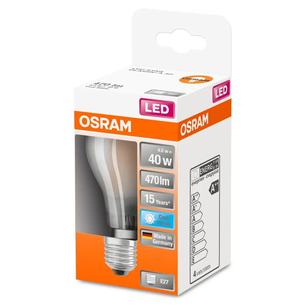 Osram LED Filament Leuchtmittel Birnenform 4W = 40W E27 Matt 470lm FS 840 Neutralweiß 4000K – Bild 7