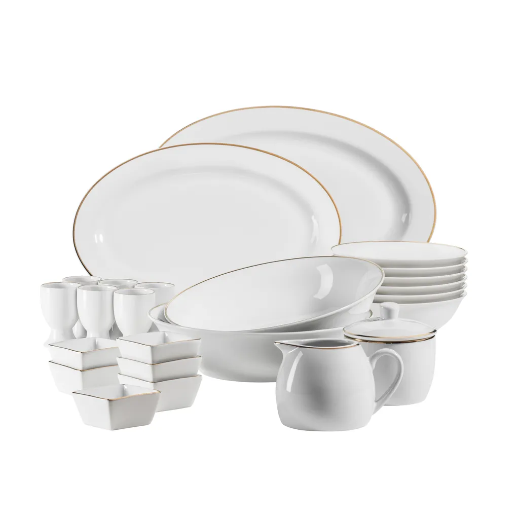 Maeser Mäser 931735 Kombiservice Professional Dining Für 6 Personen, Porzellan, Weiß (1 Set, 24-teilig)
