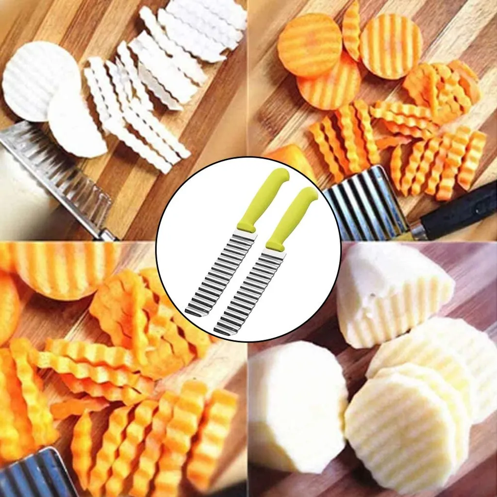 Mmgoqqt Kartoffelschneider Mehrzweck Gemüseschneider Riffelmesser Crinkle Cutter Kartoffel Salat Kinder Pommes Schneider Gerät Pommes Chips Kartoffelchips Schneider Crinkle Cutter – Bild 7