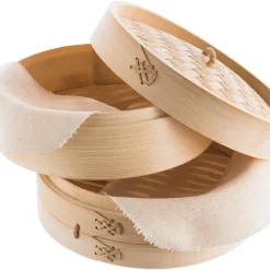 Reishunger Bambusdämpfer (Ø 20 Cm), Für 2 Personen, Inkl. 2 Baumwolltücher