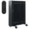 Juskys Elektroheizung Ölradiator 2500W - Wi-Fi Steuerung, Fernbedienung & Touch-Display - Energiesparender Radiator, 2 Heizstufen, 24h Timer - Schwarz