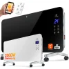 KESSER® Elektro Glasheizung Konvektor Elektroheizung Heizung Heizkörper Touch Display, Modell:Schwarz / 2000 Watt