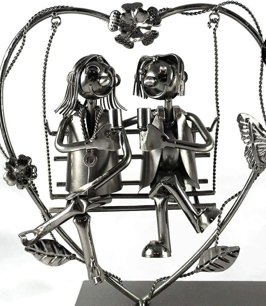 Natura Balance Schaukel Flaschenhalter Liebespaar Liebesschaukel Hochzeit Geschenk Valentinstag Herz Weinflaschenhalter Weinständer – Bild 3