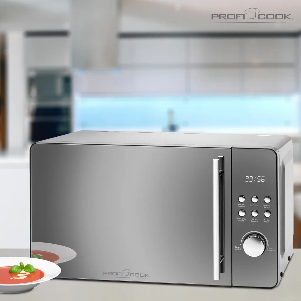 ProfiCook Mikrowelle Mit Grill PC-MWG 1175, 20 Liter Garraum, 1.000 Watt Grill, 800 Watt Mikrowelle, Verspiegelte Glasfront – Bild 7