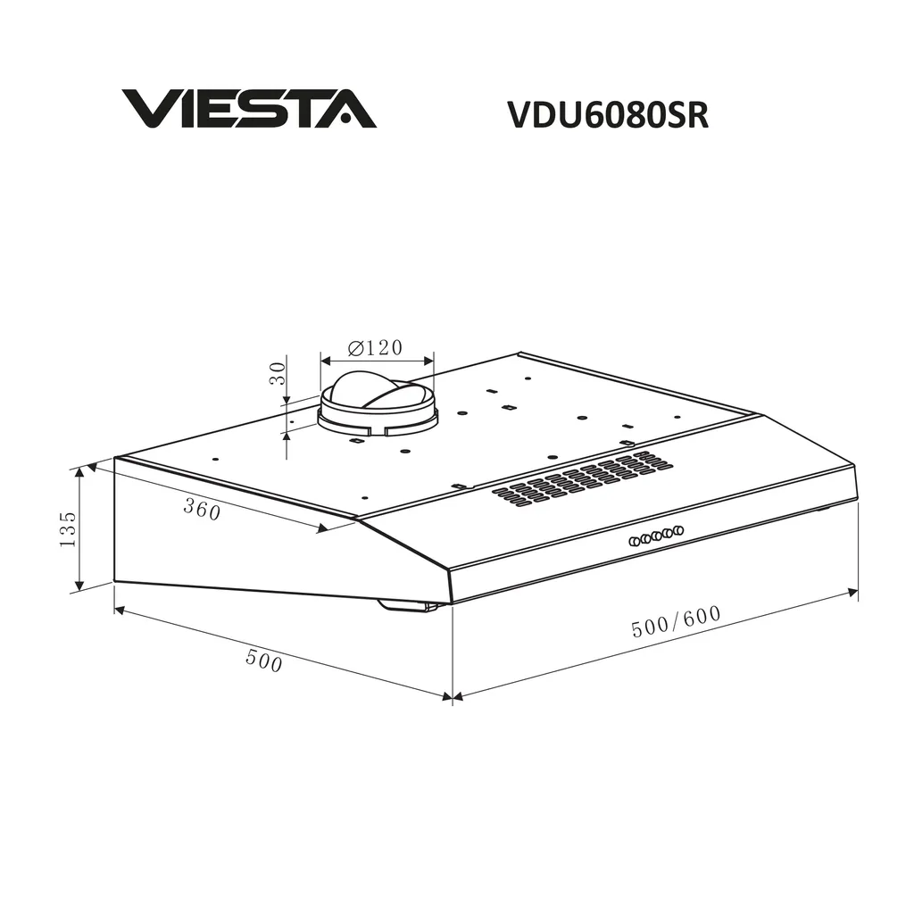 VIESTA VDU6080SR Dunstabzugshaube 60cm - Edelstahl Unterbau Wandhaube Mit Fettfiltern - LED-Beleuchtung - Abluft- & Umluftfunktion - Dunstabzug Mit Glasschirm - Energieklasse C – Bild 4