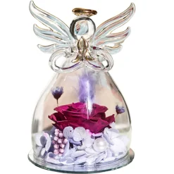 Jesunfuzhu Ewige Rose Engel Figur Infinity Rosen Im Glas Blumen Geschenke Für Frau Mama Oma Muttertag Geburtstag Valentinstag Geschenk, Violett