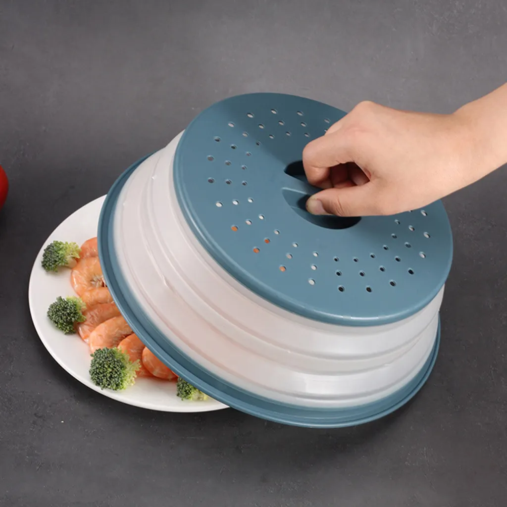 Mmgoqqt Faltbare Mikrowellen-Abdeckplatte Für Lebensmittel, Belüftet, Faltbar, Spritzwassergeschützt, Mikrowellen-Spritzschutz, BPA-freies Silikon & Kunststoff Und Spülmaschinenfest ,Ink-blue Colour – Bild 3