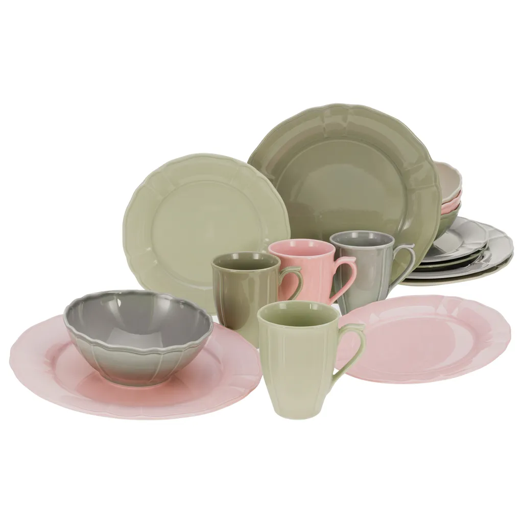 Creatable Porzellanhaus CreaTable 23819 Kombiservice Flora Colors Für 4 Personen, Porzellan, Mehrfarbig (1 Set, 16-teilig)
