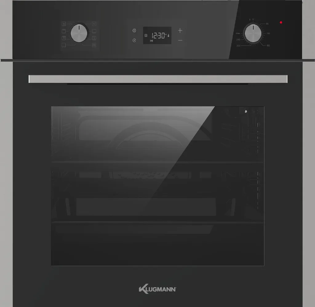 Klugmann Einbaubackofen »KO608.5TCX«, Mit 1-fach-Teleskopauszug, 3D Heißluft, Grill-/Brat-System, Timer, 68L, Touch, Edelstahl, Teleskopauszug