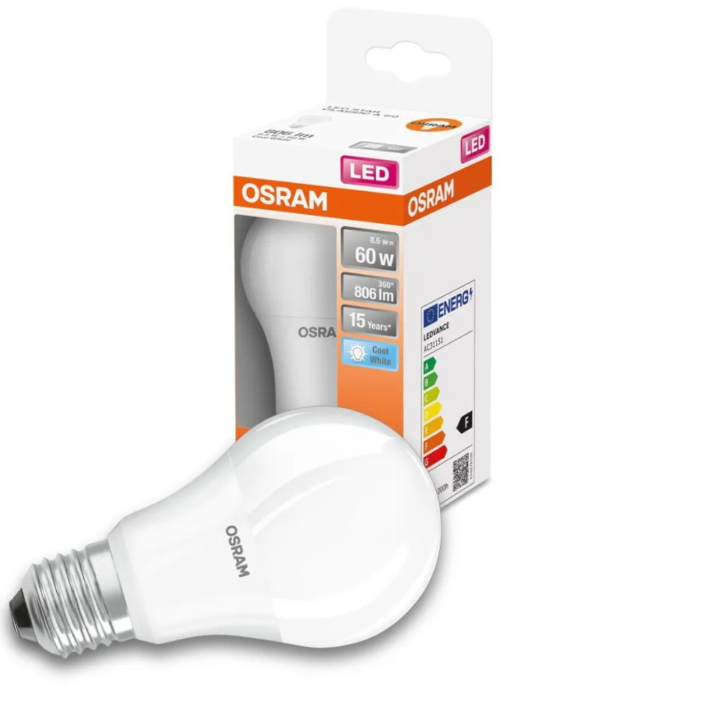OSRAM Standard Mattierte LED-Lampe Mit Kühlkörper - 8,5 W äquivalent 60 W E27 - Kühlweiß – Bild 6