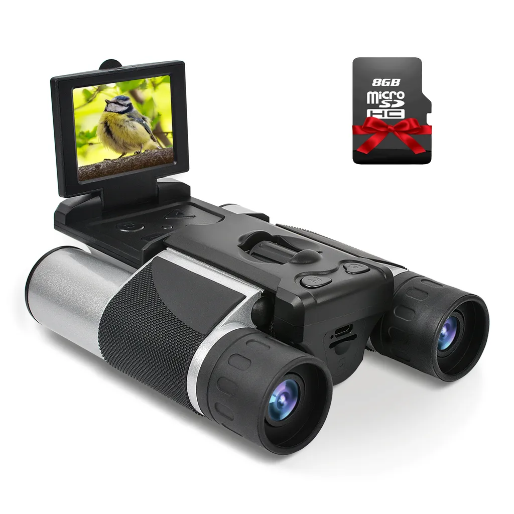 AnseeDirect Fernglas Mit Kamera, Fernglas Für Erwachsene Kinder 10-Fach Zoom 2" LCD Display 10x25 2.5K Video Camcorder Mit 8GB SD Karte Feldstecher Für Reisen Vogelbeobachtung Jagd Konzerte