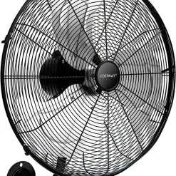 COSTWAY Φ56cm Wand-Ventilator Industriell, Oszillierend Ventilator 3 Stufen Für Lager, Treibhaus, Werkstatt, Terrasse Und Keller