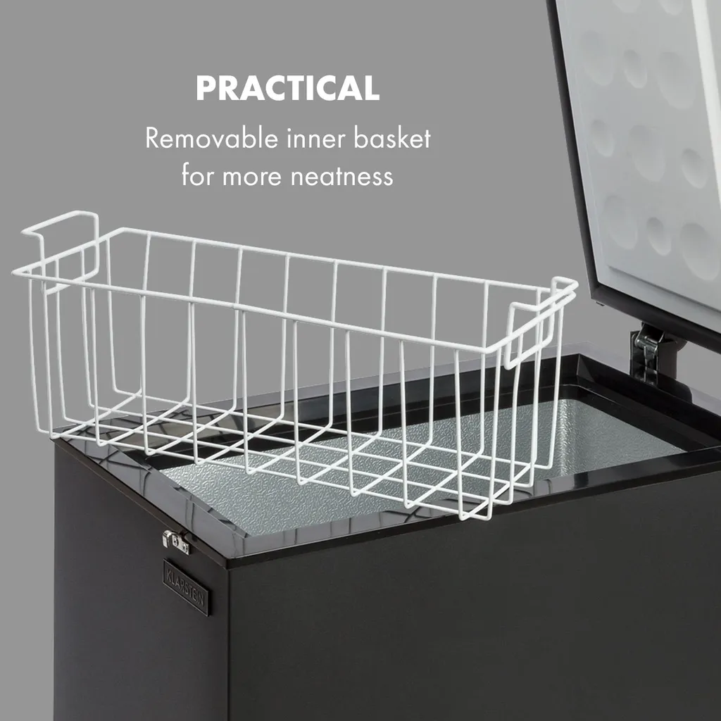 Klarstein Gefrierschrank Gefriertruhe - Tiefkühltruhe Gefrierbox - Temperaturregler - Bodenrollen - Freistehend - 50 Liter - Mattschwarz Tiefkühlschrank Freistehend Gefriertruhe Gefrierschrank Groß Kühltruhe Gefriergeräte – Bild 5