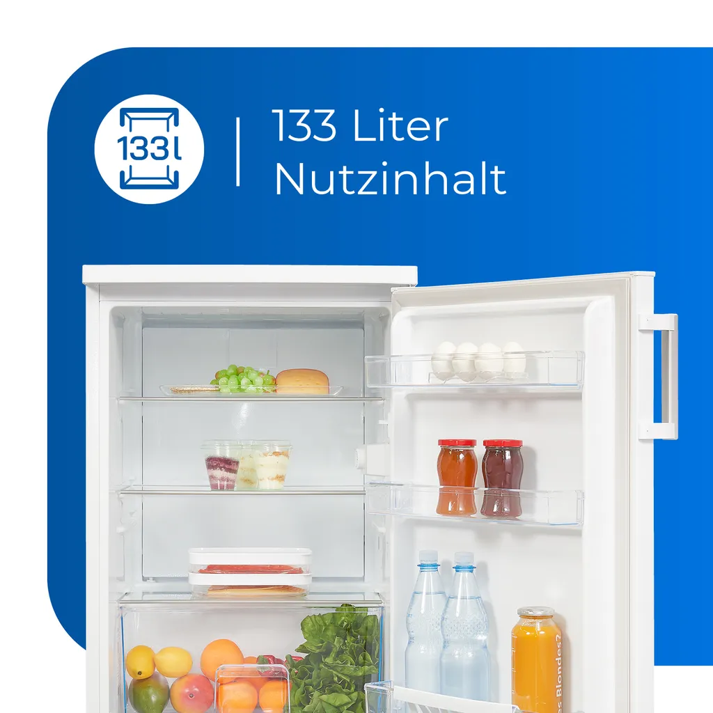 Exquisit Kühlschrank KS16-V-H-010D Weiss | Standgerät | 133 L Volumen | Weiß – Bild 3
