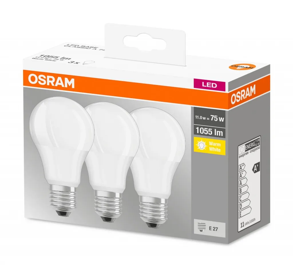 Osram LED Lampe Ersetzt 75W E27 Birne - A60 In Weiß 10W 1055lm 2700K 3er Pack – Bild 8