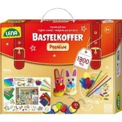 LENA Spielwaren Bastelkoffer Premium, 1.300 Teile Materialsets Basteln & Kreativitätsspielzeug Bayw1120