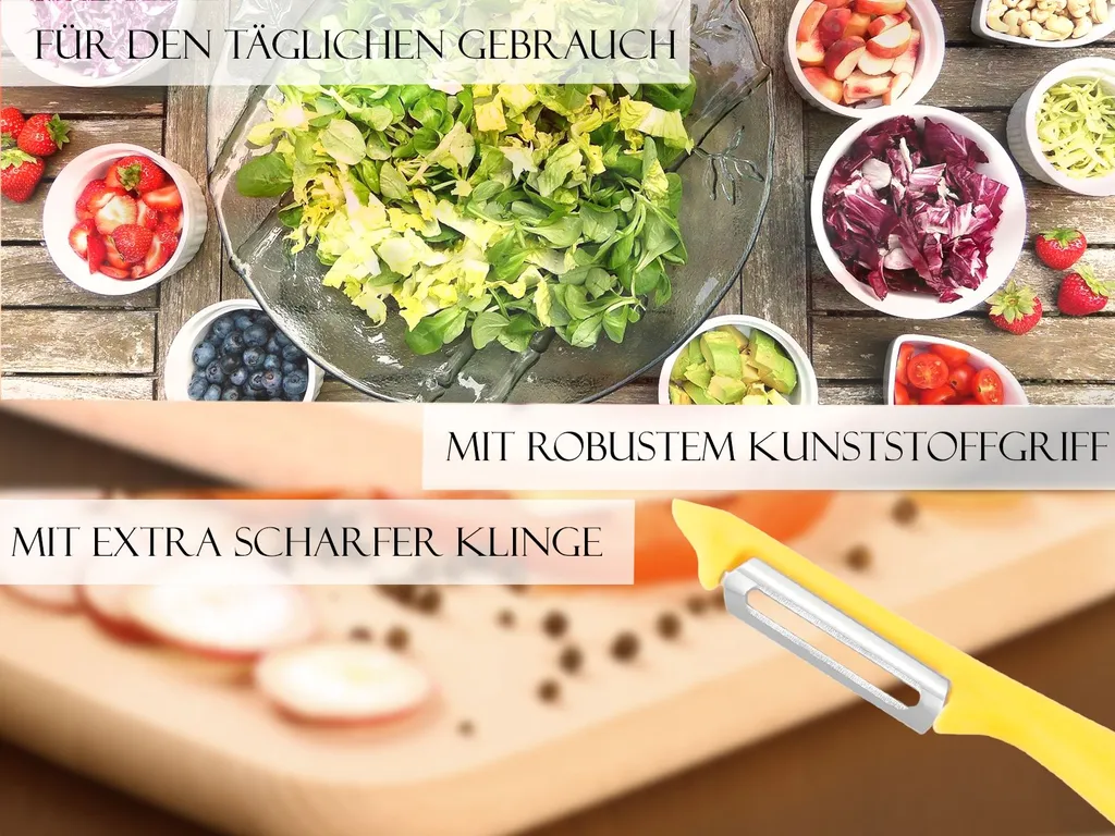 InstrumenteNRW Sparschäler 2er Set Schäler Obst Gemüse Mit Rostfreier Scharfer Pendelklinge Universalschäler Für Rechts Und Linkshänder Allzweckschäler Zum Schälen Von Obst Gemüse Spülmaschinen Geeignet Gelb – Bild 5