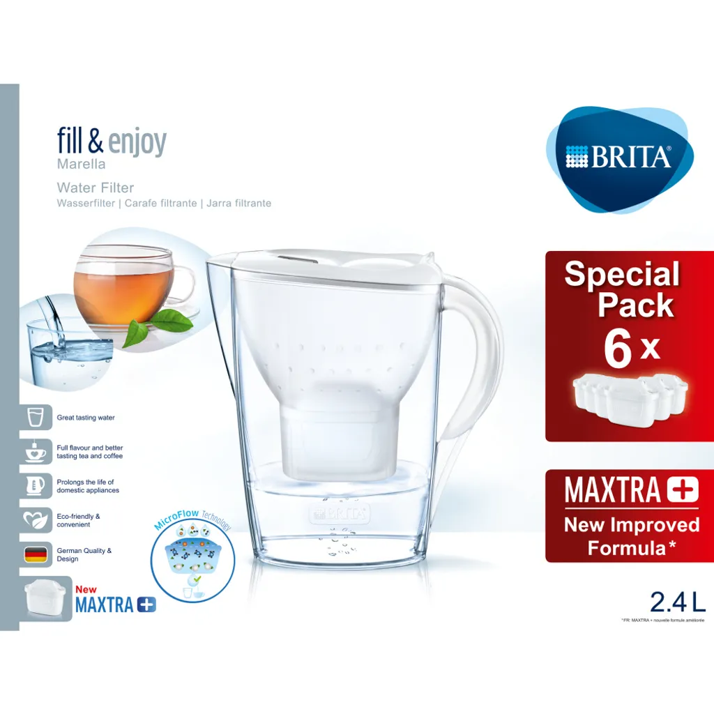BRITA Wasserfilter Marella Im Vorratspack Mit 6 X Maxtra Kartuschen, Farbe Weiß – Bild 9