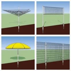BRESKO Bodenhülse Eindrehhülse Pfostenträger Schirmständer Rund 26 - 68 Mm