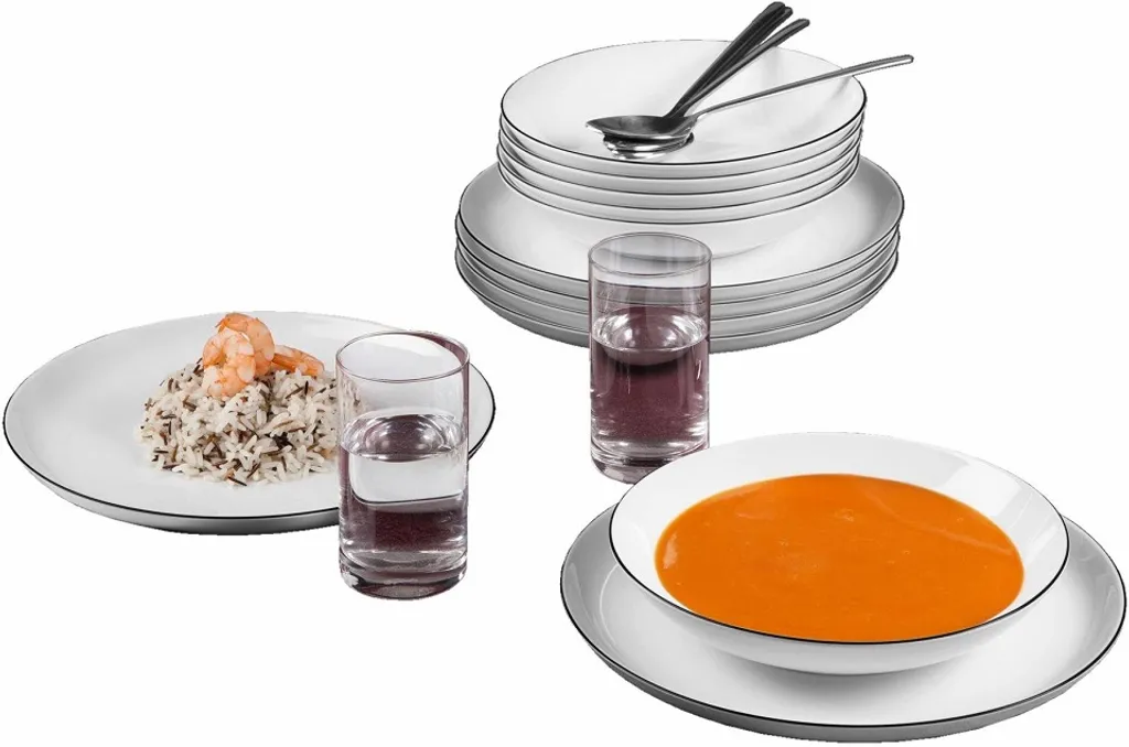 Seltmann Weiden Tafelservice Lido Schwarz Mit Farbrand Zeitlos – Bild 7