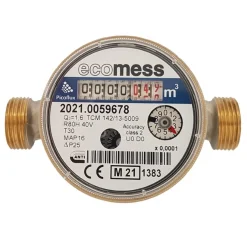Ecomess Wasserzähler Wasseruhr 3/4" 4,0m3/h Kaltwasserzähler Warmwasserzäher Anschluss 1" : Version - Kaltwasserzähler