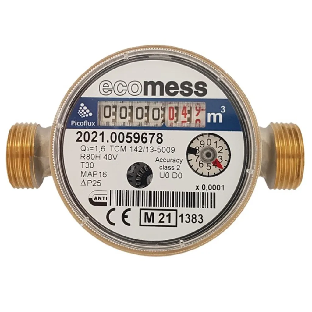 Ecomess Wasserzähler Wasseruhr 3/4" 4,0m3/h Kaltwasserzähler Warmwasserzäher Anschluss 1" : Version - Kaltwasserzähler