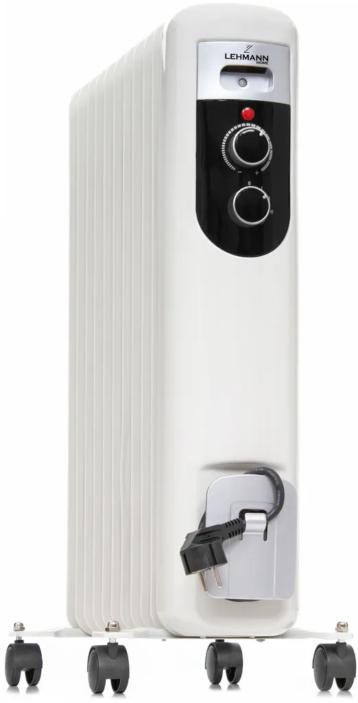 Ölradiator 2500W Lehmann Elektro Heizkörper Mit 11 Rippen Öl Radiator Mobile Elektroheizung Mit Temperaturregelung, Heizung, Heizlüfter, Thermostatregler, Abschaltautomatik, Überhitzungsschutz 2500 Watt, Weiß – Bild 3