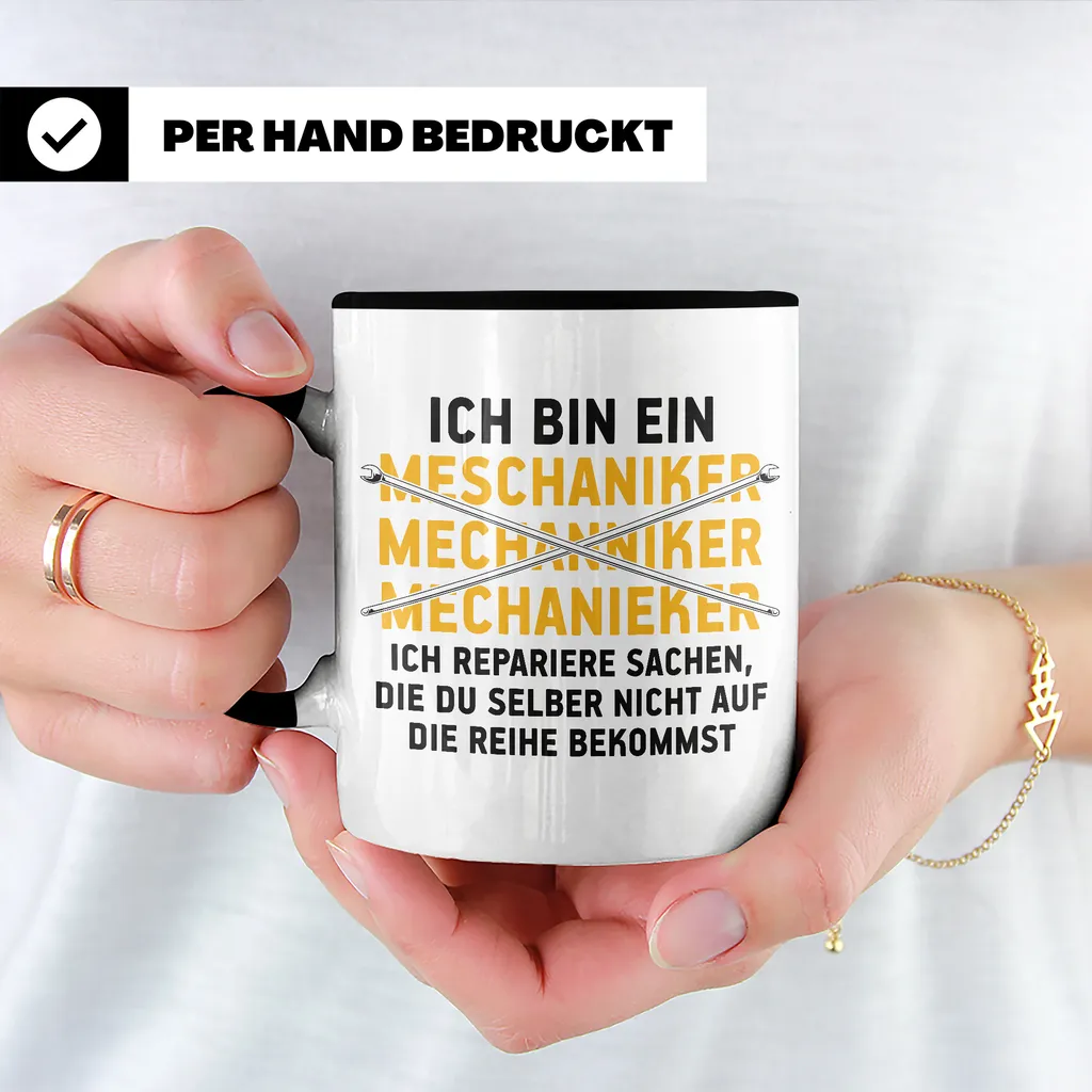 Manisma Lustige Tasse Automechaniker KFZ Mechaniker Geschenk Mechatroniker Werkstatt Tasse (Schwarz) – Bild 5