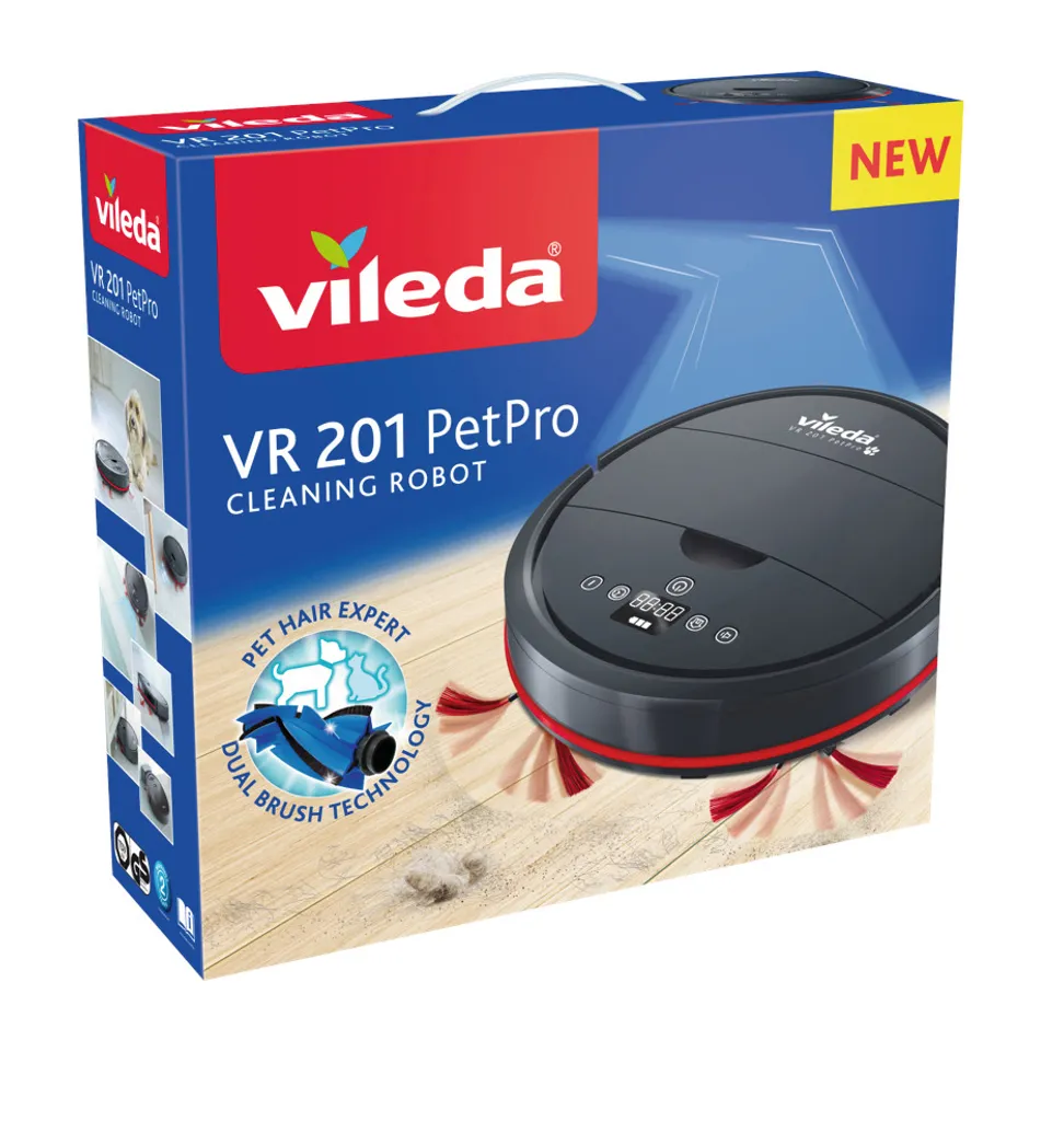 Vileda VR 201 PetPro Saugroboter Für Tierhaare Geeignet Bis Zu 90 Minuten Akku
