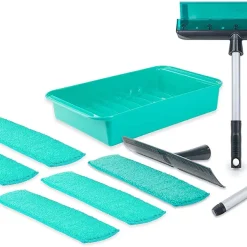Genius Fensterwischer Deluxe-Set 10 Tlg - Fensterputzer + Universalstange, Wanne & Mikrofaserbezug | Streifenfreie Sauberkeit; A81966