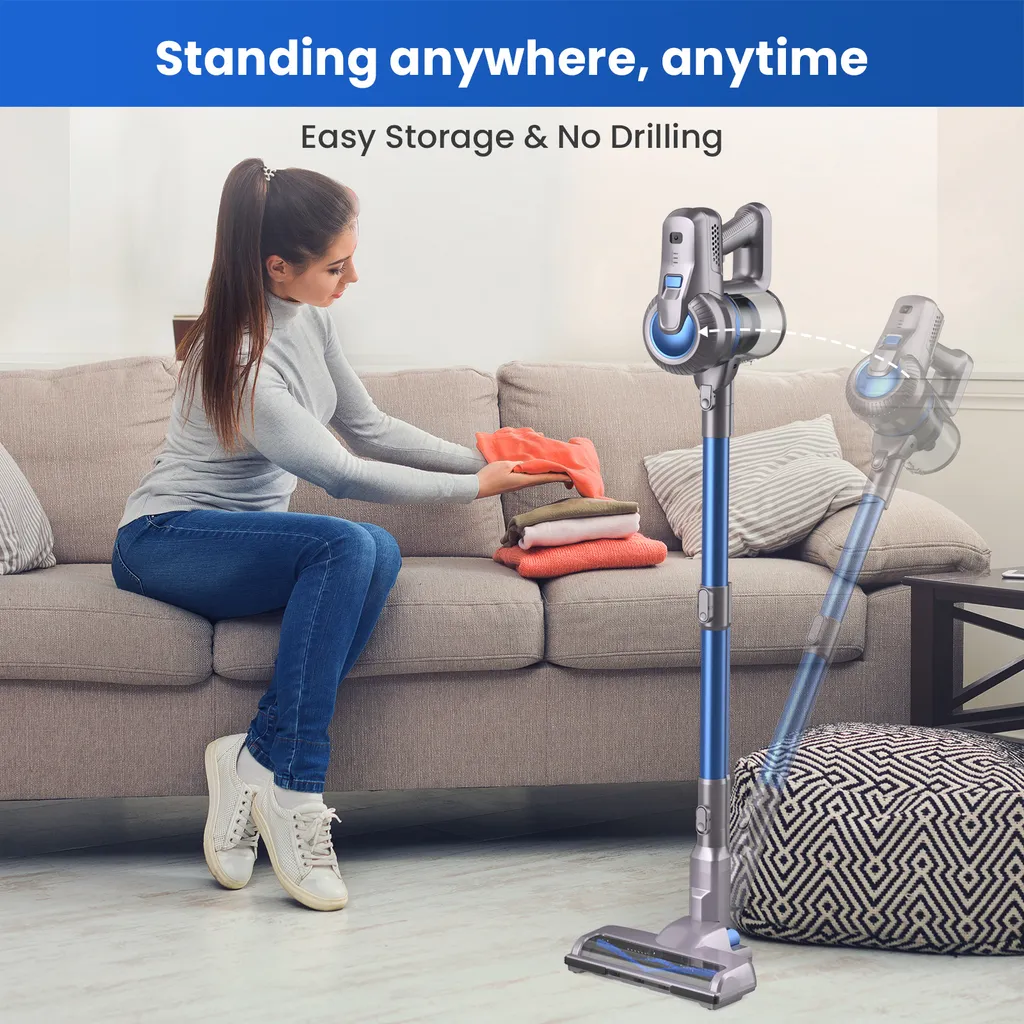 Greenote Akku Staubsauger, 23000PA Staubsauger Kabellos 4 In 1, 200W Mit Doppeltem Digitalmotor LED Elektrobürste Staubsauger, Bis Zu 35 Minuten, Leiser Handstaubsauger, Für Tierhaar Teppich Autos – Bild 9