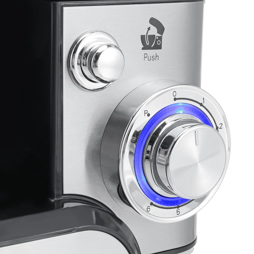 OSMOND 6Gang 5L Küchenmaschine Knetmaschine 1300W LCD StandMixer Edelstahl Rührschüssel Edelstahlschüssel Teigmaschin - Silber – Bild 3