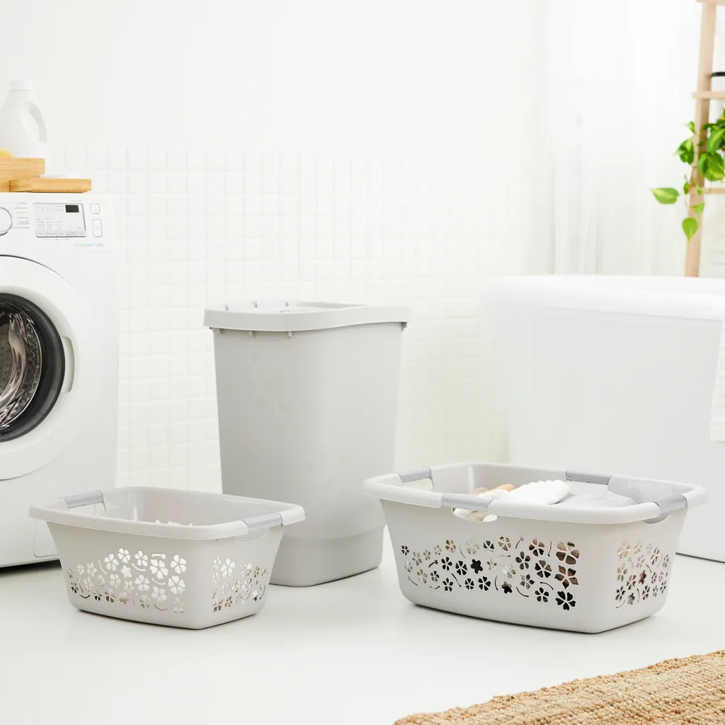 ROTHO Wäschekorb 50 L FLOWERS, Farbe:Linnea Pink Ged. – Bild 2