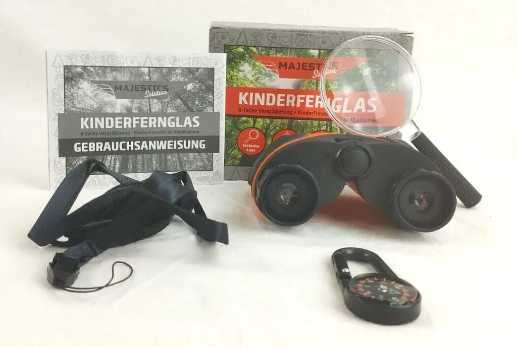 Majestics Fernglas Für Kinder Kinderfernglas Mit Lupe Kompass Und Tasche 8-fachem Zoom