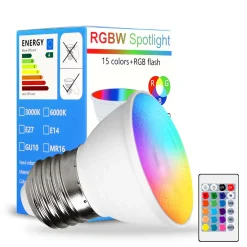 PMS 3W E27 LED Glühbirne RGB Farbwechsel Spotlight Leuchtmittel Lampe Warmweiß 2700K Mit Fernbedienung