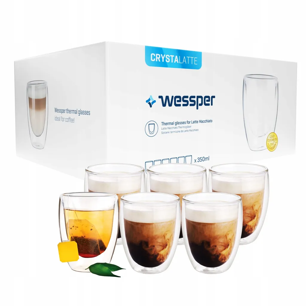 Wessper Latte Macchiato Thermogläser Mit Doppeltem Boden Set 6 X 350 Ml