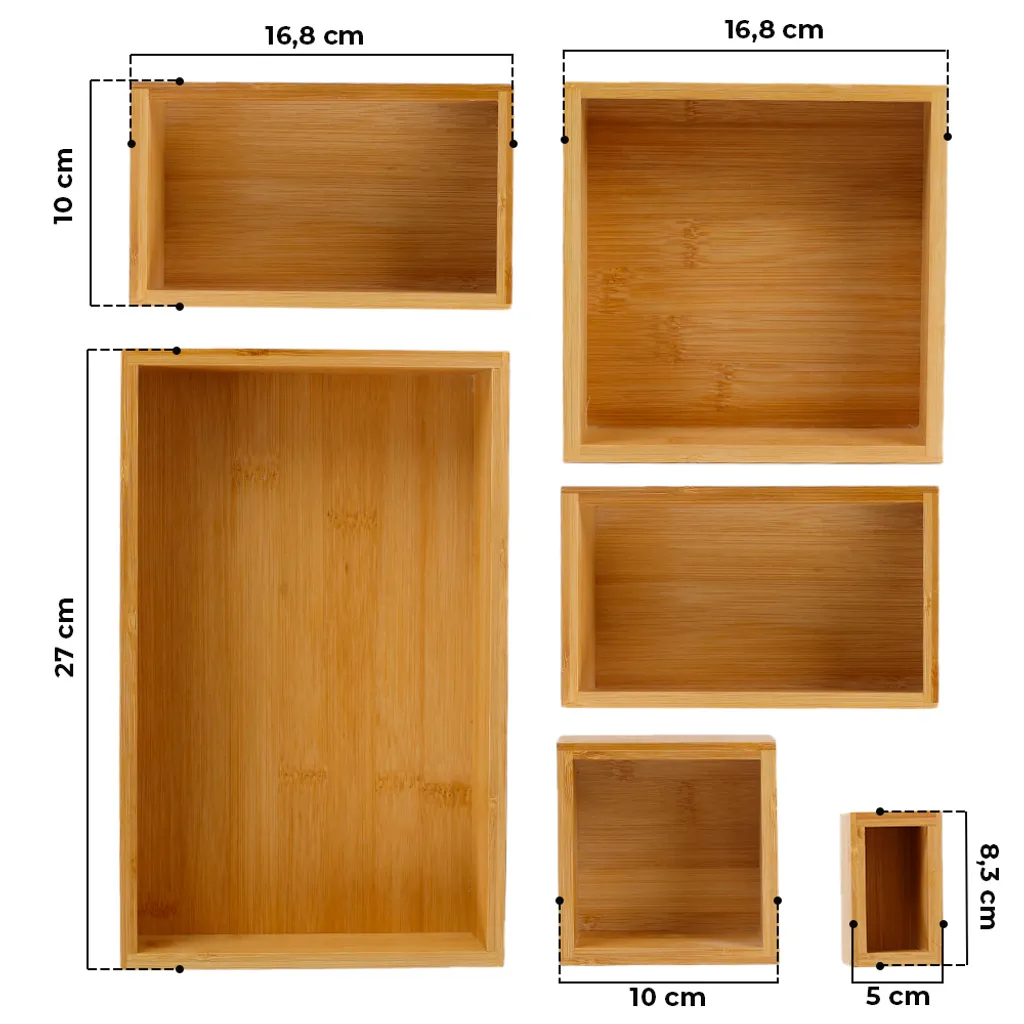 Qualty365 GmbH Addhome Schubladen Ordnungssystem Aus Bambus, Bestehend Aus 6 Holzkästen – Bild 3