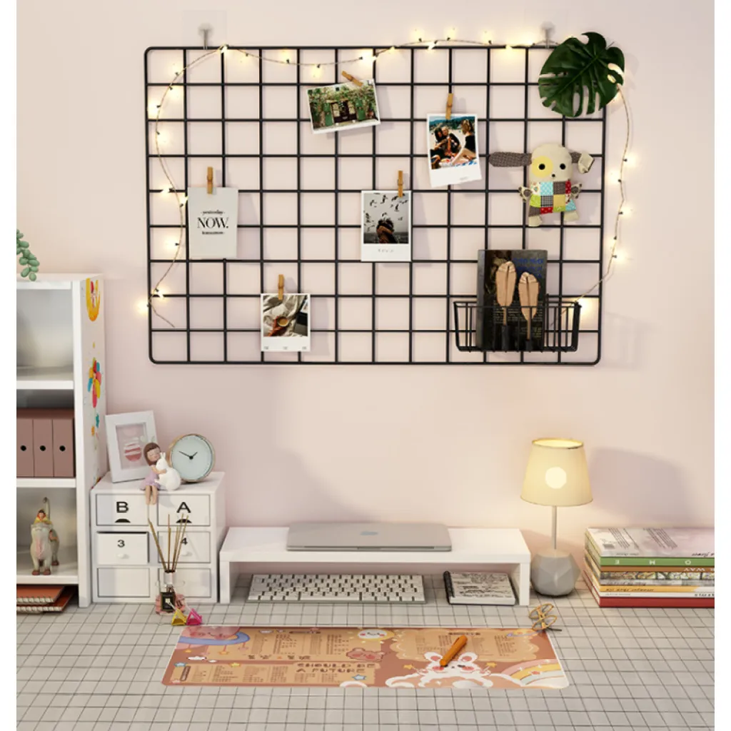 Mmgoqqt Gitter Pinnwand Metallgitter Deko Wand – Haftnotiztafel Gitter Deko Gitter Wand – Fotogitter Fotowand Metall – Wandgitter Schwarz – Zimmer DIY,Schwarz – Bild 4