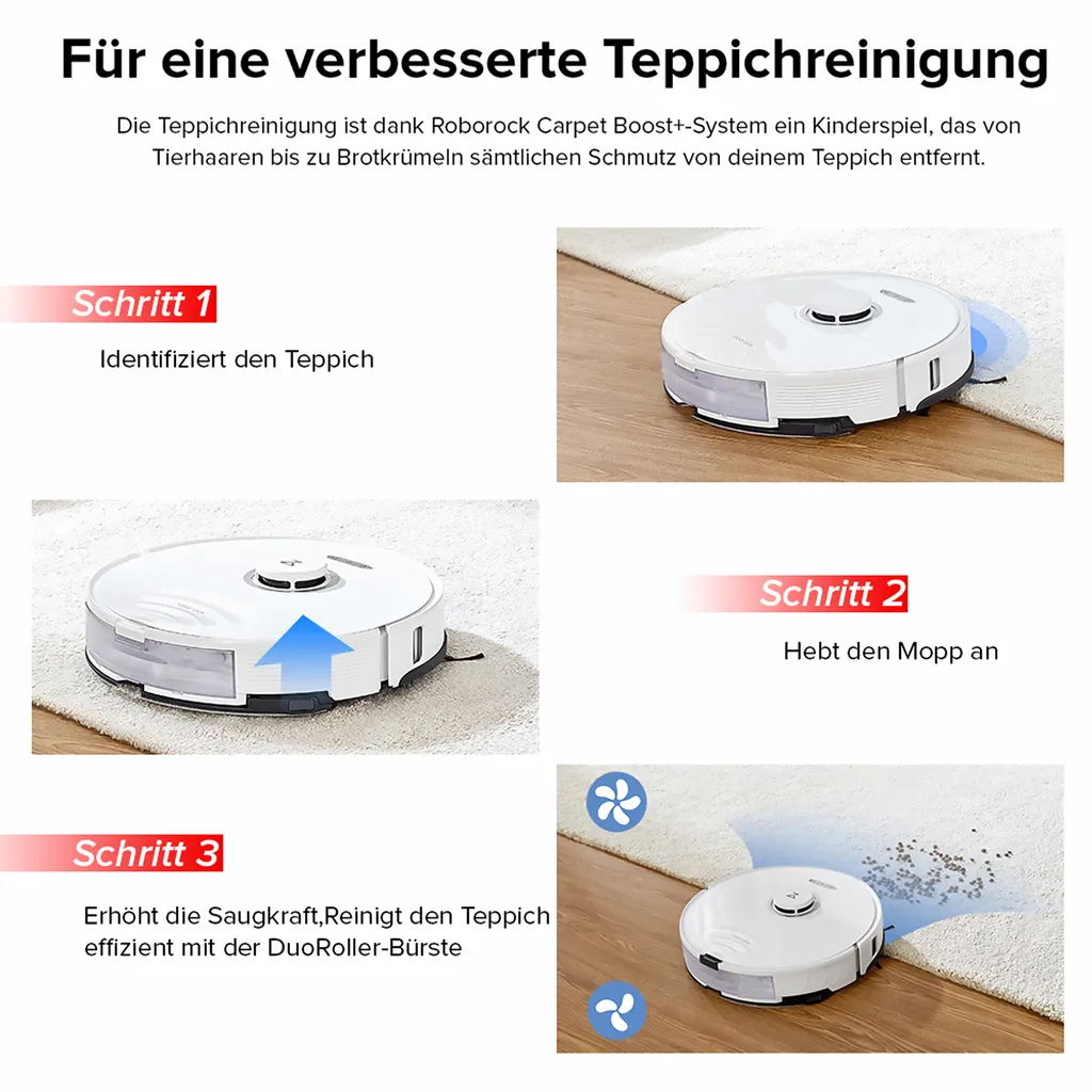 Roborock S8 Staubsauger Roboter Sonic Saugroboter 6000Pa DuoRoller-Bürste VibraRise Wischen 3D-Mapping 3D-Strukturiertes Licht LiDAR Kindersicherung APP Control (Weiß) – Bild 11